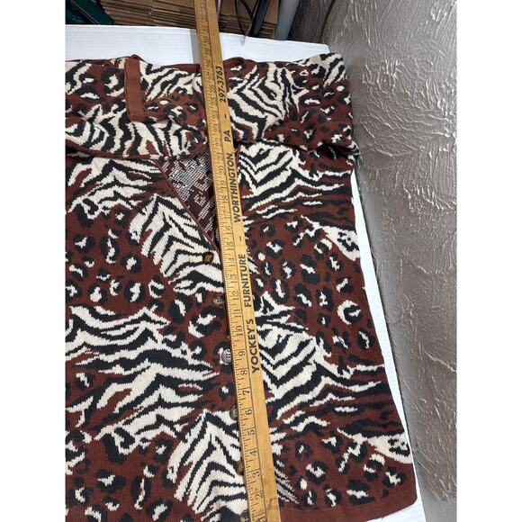 Delia McKain Sweater Cardigan Brown Black Beige Print Vintage Made in‎ USA Small - Picture 6 of 6